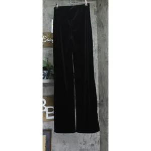 NWT Alex & Sophia Juniors High Rise Front Slit Wide Leg Velvet Pants Black S thumbnail 5