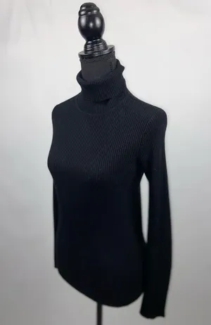 Turtleneck Sweater Black Ambiance Apparel Large Stretch thumbnail 2