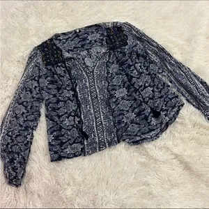 Lucky brand beaded boho blouse M‎ thumbnail 1