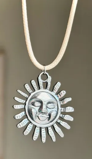 Handmade stainless steel sun boho retro vintage style necklace☀️ thumbnail 1