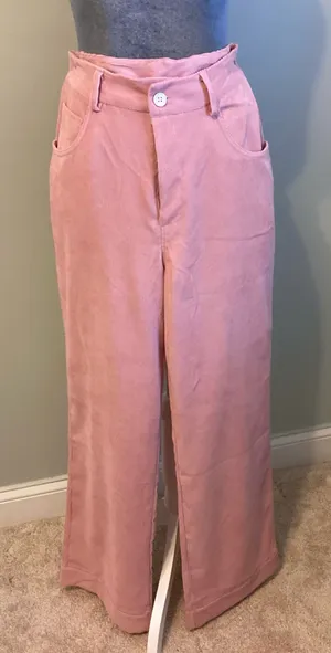 Pink wide leg corduroy pants thumbnail 1