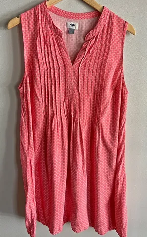 Old Navy Coral Boho Pintuck Sleeveless Dress Flowy Mini Women L thumbnail 1
