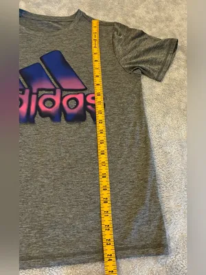 Women’s adidas Gray Short Sleeve Tee with Blue and Purple Gradient Logo Size S thumbnail 6