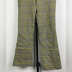 Urban Outfitters Black Green Checked Plaid Cropped‎ Flare Pants thumbnail 4