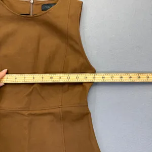 Zara Womens Faux Suede Fit and Flare Mini Dress Camel Brown Sleeveless Small‎ thumbnail 3