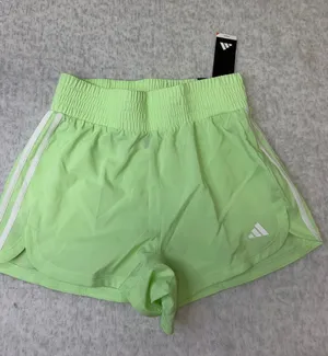 Adidas Pacer Woven High Rise Shorts Lime Green IT7763 Womens Small 3" Inseam thumbnail 1