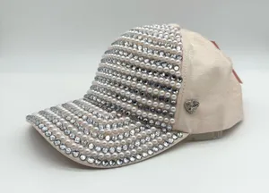 Juicy Couture Pearl Rhinestone Beige Baseball Cap Glam Sparkle Bling Women's Hat thumbnail 1