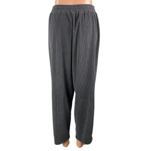 Evaless Women's Gray High Rise Elastic Waist Relaxed Tapered Trouser Pants Sz M thumbnail 3