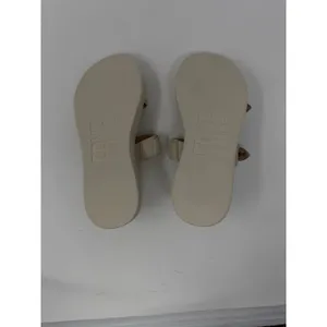 Frye Western Double Buckle Platform Slide Sandal Beige Leather Women Size 8 thumbnail 7