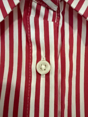 Ann Taylor Red and White Striped Button-Up Tunic thumbnail 4