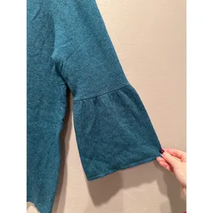 Loft Flounce Sleeve Knit Top‎ Wool Blend Medium Teal Shirt NWT thumbnail 6