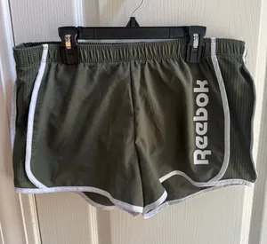 Reebok Olive Athletic Running Shorts with White Trim thumbnail 1