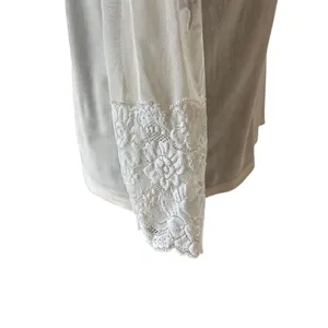 Sheer Lace High Neck Blouse Ivory Embroidered Korea Vintage Style Medium thumbnail 8