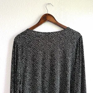 Banana Republic Womens Shirt Blouse Black White Dot Long Sleeve Stretch Size XL thumbnail 4