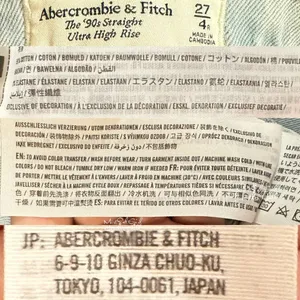 Abercrombie & Fitch The 90's Straight Ultra High Rise Distressed Jeans Size 27 thumbnail 5