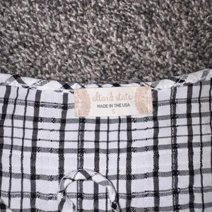Altar'd State white and black plaid blouse with ruffle details, size S thumbnail 2