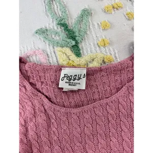 Peggy's vtg Pink Cable Knit Short Sleeve Sweater Top Size‎ S thumbnail 6