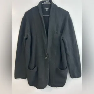 J. Crew Black Cocoon Wool & Alpaca Blend Blazer Sweater Cardigan Size Small thumbnail 3