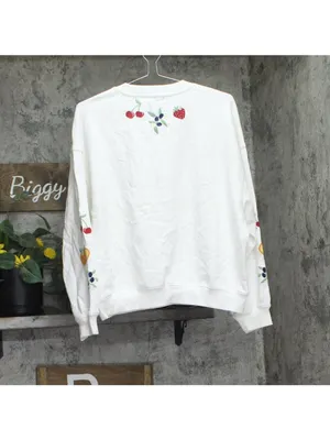 Aqua Womens Fruit Embroidered Sweatshirt PV-T80268A White L thumbnail 2