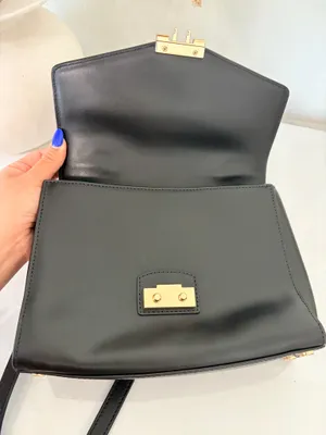 Michael Kors Black Top Handle Crossbody Satchel Gold Chain Classic Handbag thumbnail 8