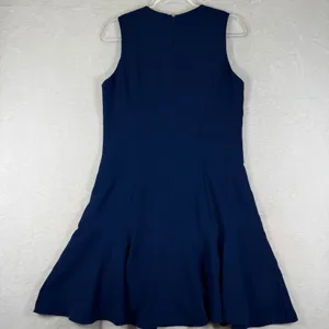 Amanda Uprichard Navy Blue Sleeveless Drop Waist Flounce Hem Dress Size L thumbnail 9