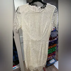 White Laced Missguided Mini Dress Size 6 thumbnail 4