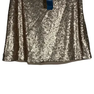 NWT Abercrombie & Fitch Sequin A-Line Mini Skirt Rose Gold Holiday Glam Size S thumbnail 3