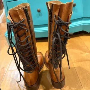 Bed Stu women’s tall Acelia Cobbler leather boots handmade 7 cognac brown thumbnail 5