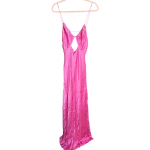 Meshki Sadie Maxi Satin‎ Halter Ruched Slip Dress Pink Size XL Wedding Guest thumbnail 7