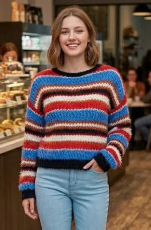 NWT Lost + Wander X Nordstrom Textured Striped Sweater XS/S thumbnail 1
