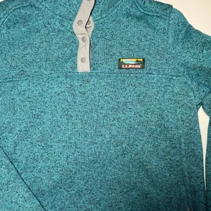 L.L. Bean 1/4 Snap Sweater‎ Fleece Pullover Heathered Teal Womens Small thumbnail 3