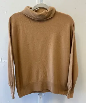 Iris & Ink 100% Cashmere Turtleneck Sweater Camel Tan‎ Women's Large Minimalist thumbnail 1