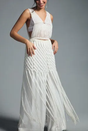 ANTHROPOLOGIE Crochet‎ Fringe Beaded Tunic NWT One Size thumbnail 1