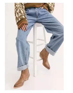 Free People Beige Gray New Frontier Chelsea Western Cowboy Boots Sz.39(US 8.5) thumbnail 1