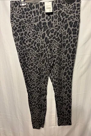 Cato Gray and Black Leopard Print Leggings thumbnail 1