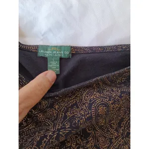 Ralph Lauren Jeans Co L 3/4 Sleeve Black with Gold Paisley Top thumbnail 3