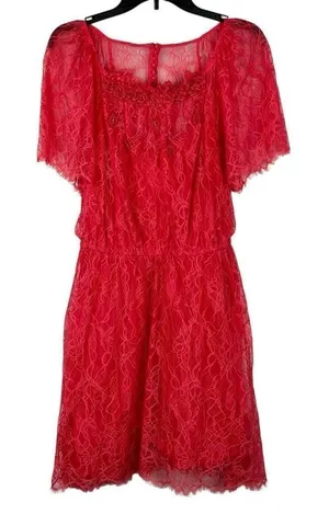 Free People Beaded Lace Vintage Style Mini Dress Large thumbnail 1