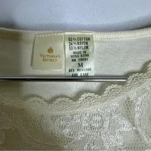 Vintage Gold Label Victoria’s Secret Ivory‎ Sheer Lace Front Tank Top CP thumbnail 4