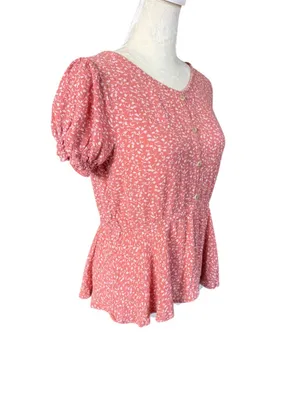 Art Class women's pink floral peplum top size XL 14/16 thumbnail 2