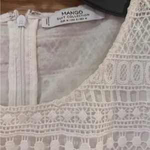 Mango White Crochet‎ Short Sleeve Lined Mini Shift Dress Size 6 Medium Cruise thumbnail 5