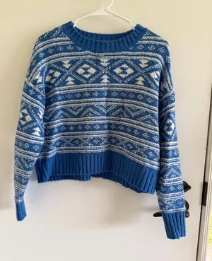 American Eagle fair isle knit crew neck sweater fall cozy loungewear holidays thumbnail 1