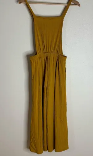 SIENNA SKY Jumpsuit Sleeveless W/ Pockets Wide Leg Knit mustard yellow tan small thumbnail 6