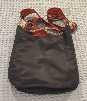 Stylish Black Bag with Multicolor Strap (28) thumbnail 1