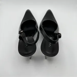 Via Spiga Italy Women's Pump VTG 90’s black leather pointy toe slingback size 6 thumbnail 7