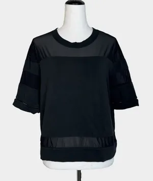 Alo Yoga Mellow Short Sleeve Top No Size Black Mesh Boxy Athleisure Workout Gym thumbnail 1
