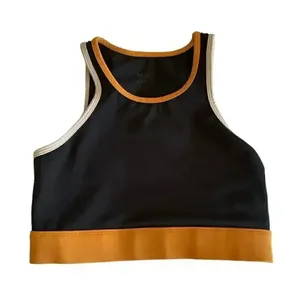 Wilo Australia Sports Bra High Scoop Neck Luxury Charcoal/ Orange Size S #1952 thumbnail 1