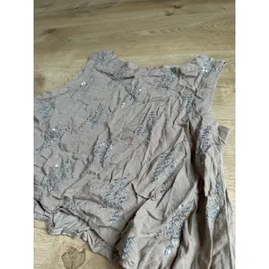 Y2K Vintage MAX tank crop top asymmetrical handkerchief-style hem sequin size XS thumbnail 5