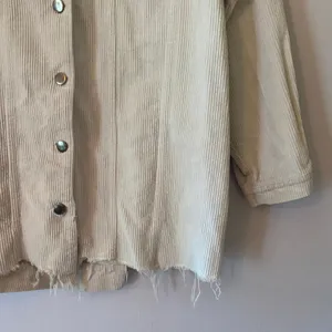 POL Cream Corduroy Shacket Frayed Distressed Oversized Layer Women's size Small thumbnail 4