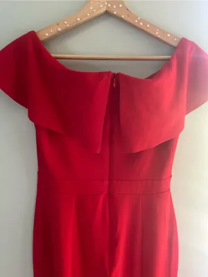 Enfocus Studio Red Shoulders off Ruffle Sheath Dress thumbnail 4