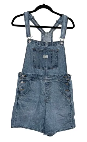 Levi's Denim Shortalls Women S Blue Light Wash Good Two Horse Brand Overalls thumbnail 1